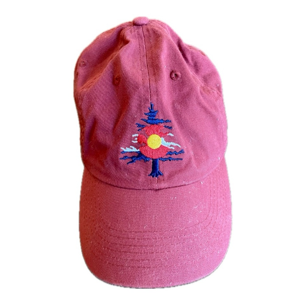 Red Colorado State Flag Embroidered Pine Tree Cap